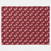 Shades of Pink Hearts Toss フリースブランケット (正面(横))