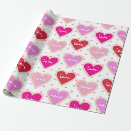 SHADES OF PINK & PURPLE VALENTINES DAYハート ラッピングペーパー