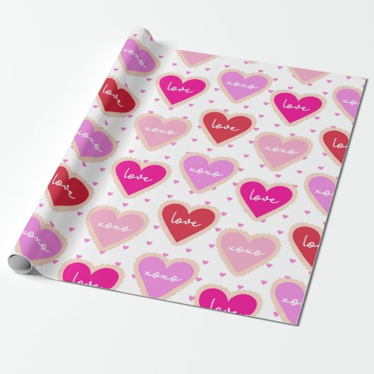 SHADES OF PINK & PURPLE VALENTINES DAYハート ラッピングペーパー (アンロールド)