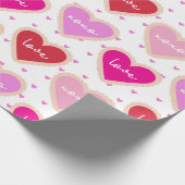 SHADES OF PINK & PURPLE VALENTINES DAYハート ラッピングペーパー (角)