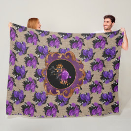 SHADES OF PURPLEハロウィーンフローラブケッツ フリースブランケット