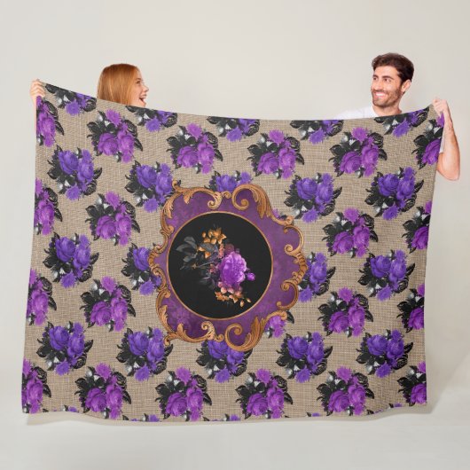 SHADES OF PURPLEハロウィーンフローラブケッツ フリースブランケット (インサイチュ)