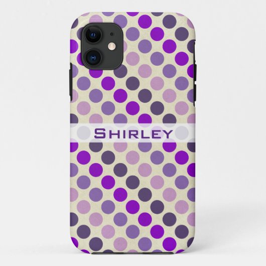 Shades of Purple水玉模様by Shirley Taylor Case-Mate iPhoneケース (裏面)