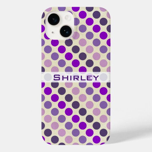 Shades of Purple水玉模様by Shirley Taylor Case-Mate iPhoneケース (裏面)