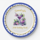 Shades of Purple：ブルーバイオレットドット誕生日Bash ペーパープレート (正面)