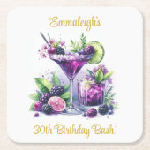 Shades of Purple：ブルーバイオレット誕生日Bash スクエアペーパーコースター (正面)