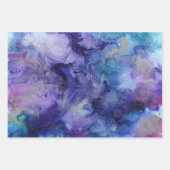 Shades of Purple Blue抽象芸術水色マルブル ラッピングペーパーシート (正面)