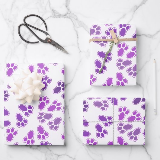 Shades of Purple Easter Bunny足パターンカスタム ラッピングペーパーシート (正面)