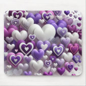 SHADES OF PURPLE & WHITE VALENTINES DAYハート マウスパッド (正面)