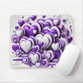 SHADES OF PURPLE & WHITE VALENTINES DAYハート マウスパッド