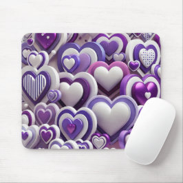 SHADES OF PURPLE & WHITE VALENTINES DAYハート マウスパッド