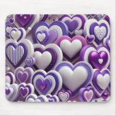 SHADES OF PURPLE & WHITE VALENTINES DAYハート マウスパッド (正面)