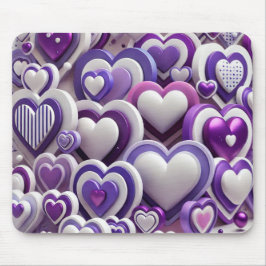 SHADES OF PURPLE & WHITE VALENTINES DAYハート マウスパッド