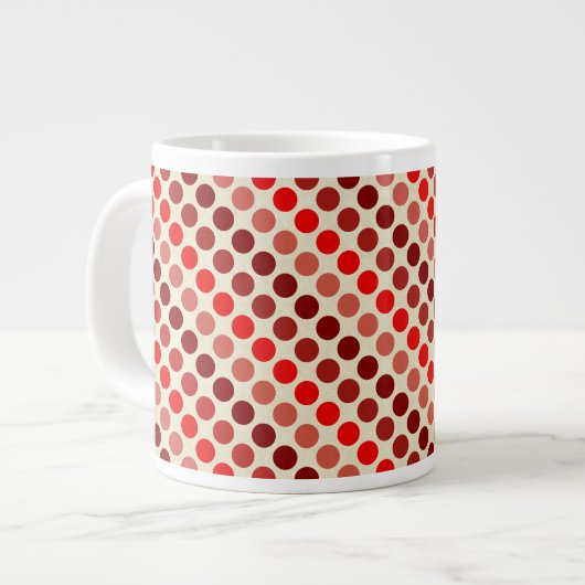 Shades of Red水玉模様by Shirley Taylor ジャンボコーヒーマグカップ (正面左)