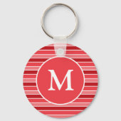 Shades of Red and White Striped Monogrammed キーホルダー (裏面)