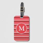 Shades of Red and White Striped Monogrammed ラゲッジタグ (正面縦)