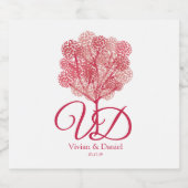 Shades of Red of Elegant Tree Design ビールラベル (シングルラベル)