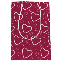 SHADES OF RED & PINK VALENTINES DAYハート ミディアムペーパーバッグ