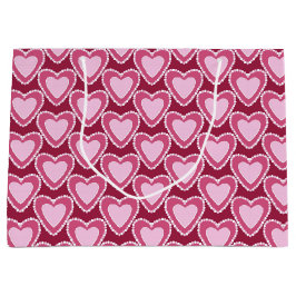 SHADES OF RED & PINK VALENTINES DAYハート ラージペーパーバッグ