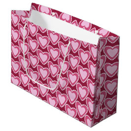 SHADES OF RED & PINK VALENTINES DAYハート ラージペーパーバッグ