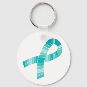 Shades of Teal Ribbon Food Allergy Awareness キーホルダー