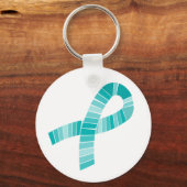 Shades of Teal Ribbon Food Allergy Awareness キーホルダー (正面)