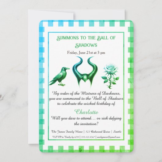 Shadow Ball Dark Fantasy Birthday Design Script 招待状 (正面)