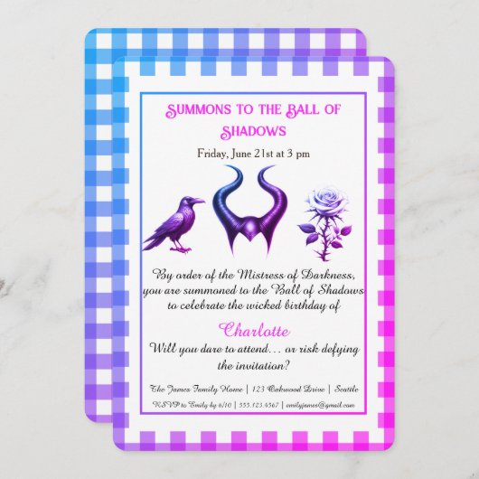 Shadow Ball Dark Fantasy Birthday Design Script 招待状 (正面/裏面)