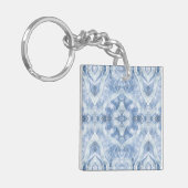 Shadow Blue Abstract Watercolor Art キーホルダー (正面左)