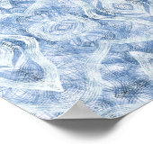 Shadow Blue Abstract Watercolor Art ポスター (角)