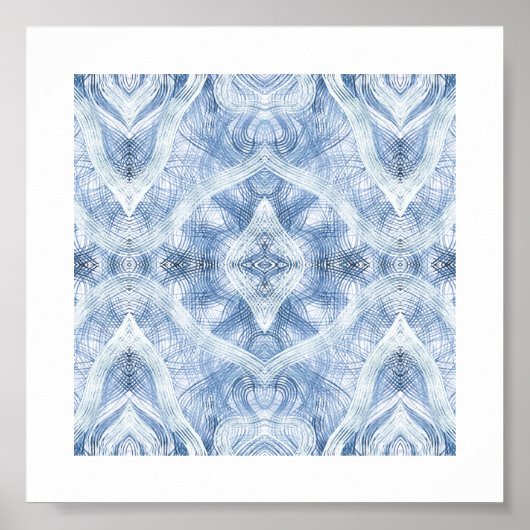 Shadow Blue Abstract Watercolor Art ポスター (正面)