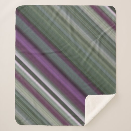 Shadow Flowers Purple and Green Stripe シェルパブランケット (正面)