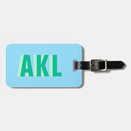 Shadow Monogram Pastel Blue Green Personalized ラゲッジタグ (正面横)