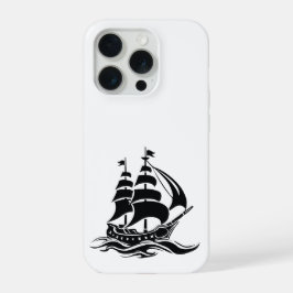 Shadow Sailing Ship – Vintage Ocean Illustration iPhone 15 Proケース