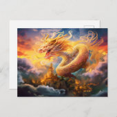 Shadow & Shine – Chinese Airbrush Dragon in Gold o ポストカード (正面/裏面)