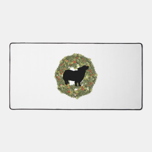 Shadow Silhouette Ears Back Corgi in a Wreath デスクマット (正面)