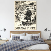 Shadow Strike Samurai Ink Art Canvas Print キャンバスプリント (インサイチュ (寝室))