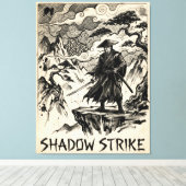 Shadow Strike Samurai Ink Art Canvas Print キャンバスプリント (インサイチュ (ウッドフロア))