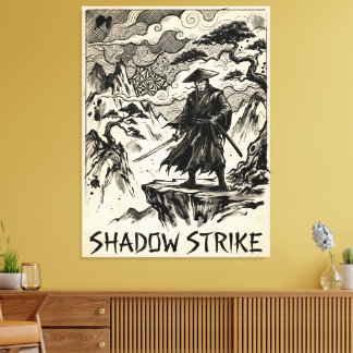 Shadow Strike Samurai Ink Art Canvas Print キャンバスプリント