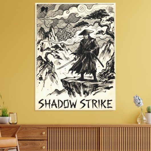 Shadow Strike Samurai Ink Art Canvas Print キャンバスプリント (インサイチュ (リビング))