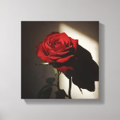 Shadowed Red Rose – Dramatic Chiaroscuro Floral Ar キャンバスプリント (正面)