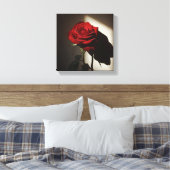 Shadowed Red Rose – Dramatic Chiaroscuro Floral Ar キャンバスプリント (インサイチュ (寝室))