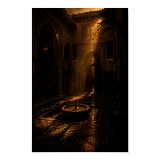 Shadowed Riad Fountain Poster ポスター (正面)