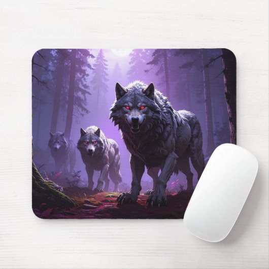 Shadowfang Pack – Midnight Wolves Fantasy Mousepad マウスパッド (マウス)
