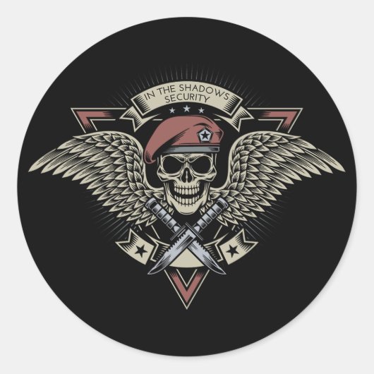 Shadows Securityロゴのステッカー ラウンドシール (正面)