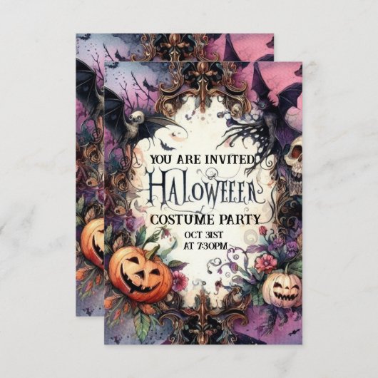 Shadowy Soiree: Bespoke Halloween招待状 招待状 (正面/裏面)