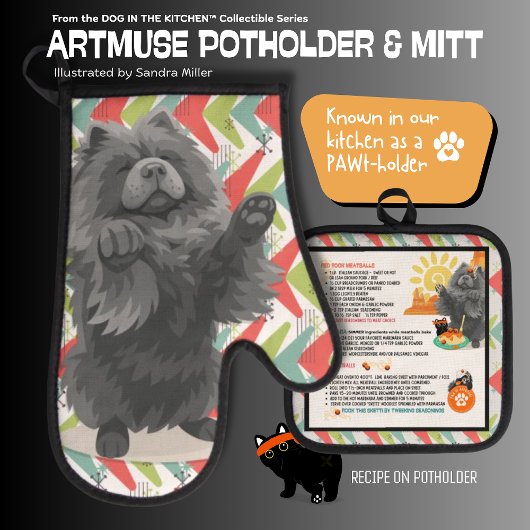 SHADY LADY -CHOW DOG Oven Mitt & Pot Holder 鍋つかみ&鍋敷きセット