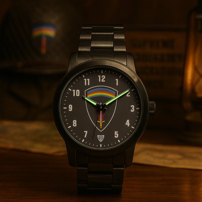 SHAEF Veteran Tribute Black Stainless Steel 腕時計 (SHAEF Tribute Black Stainless Steel Watch Mockup)