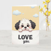 Shaggy Puppy Love You Card カード (黄色い花)