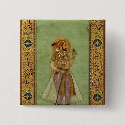 Shah Jahan 1631年、Mughalのポートレート 缶バッジ (正面)